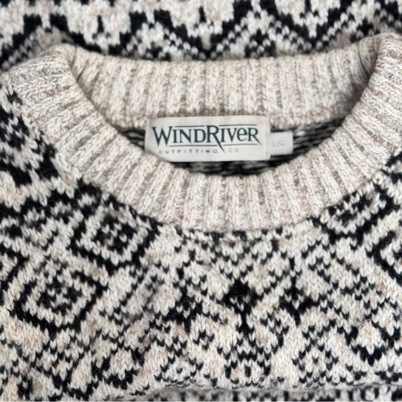 Vtg WindRiver Outfitter Knit Thermal Sweater Dark Green and Lighter Brown Large - Picture 4 of 14